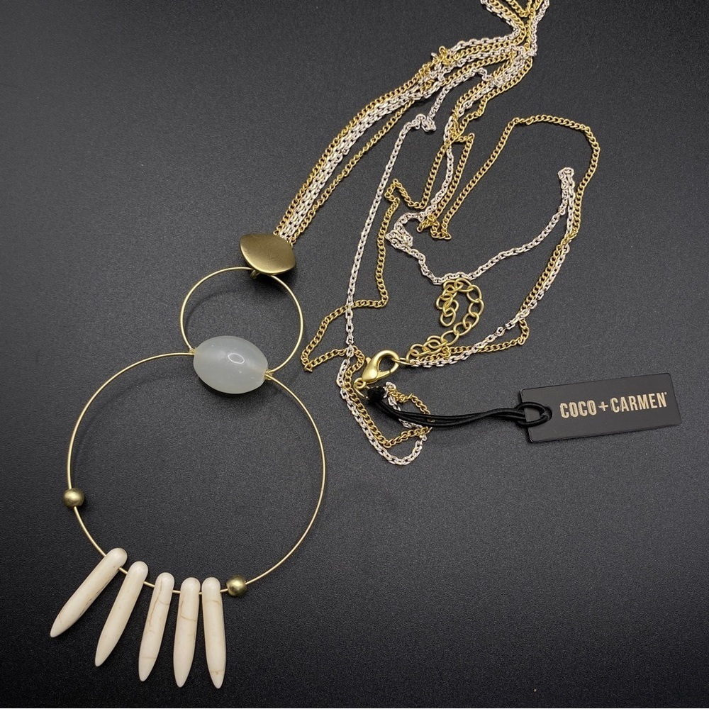 COCO + CARMEN Long Gold Tone Necklace NWT